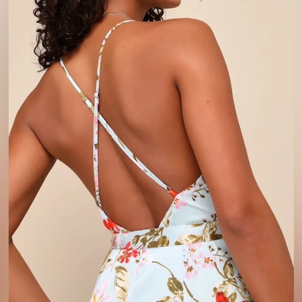NWT Lulu's Sage Floral ‘Still the One’ Gown with Tie - Picture 4 of 11